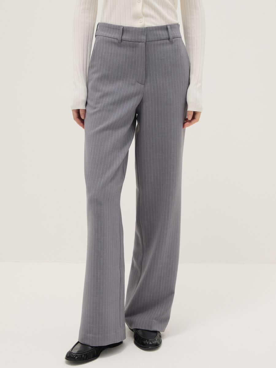 Straight multicolour striped trousers with comfortable fit_1