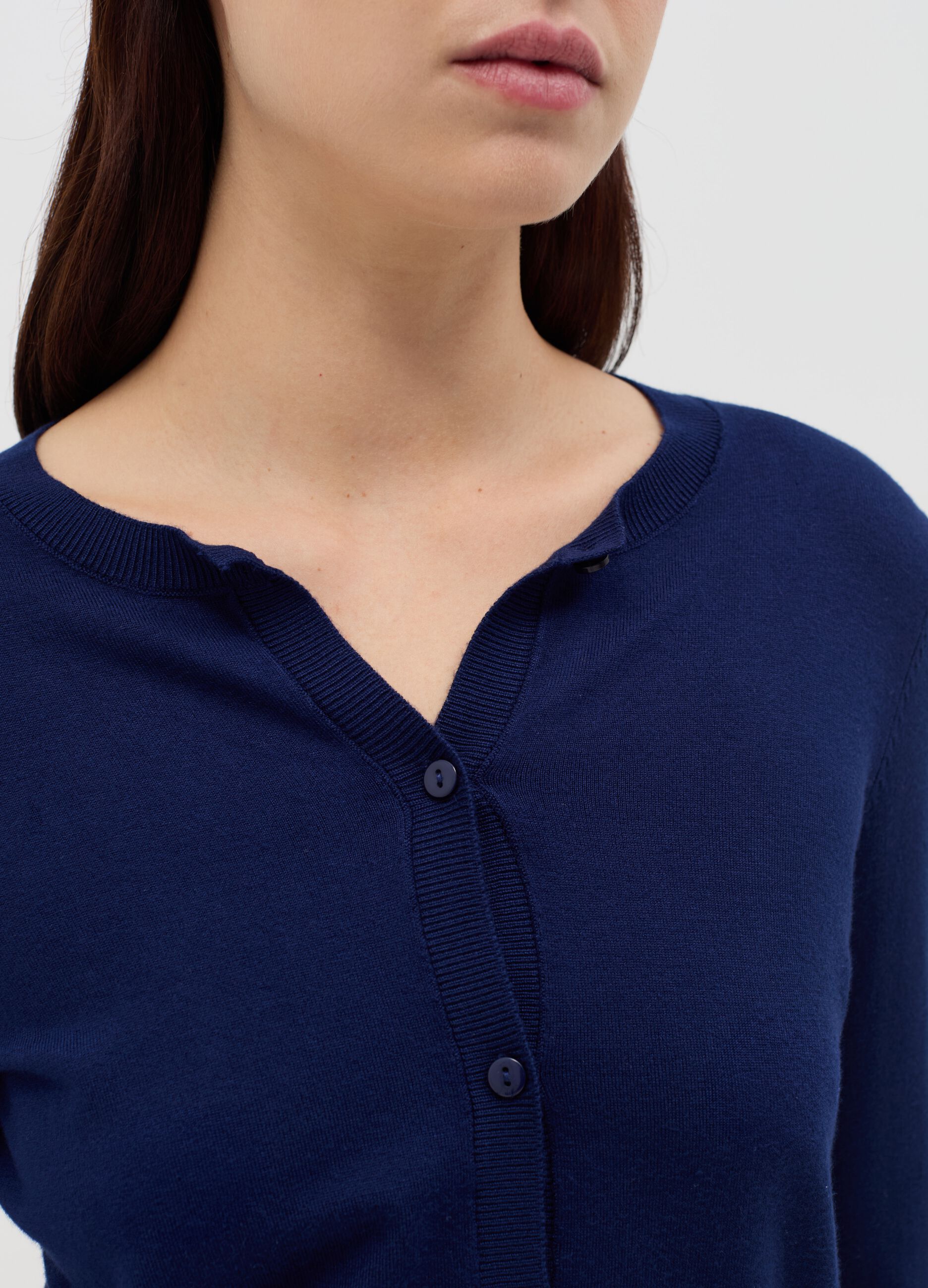 Cardigan with round neckline