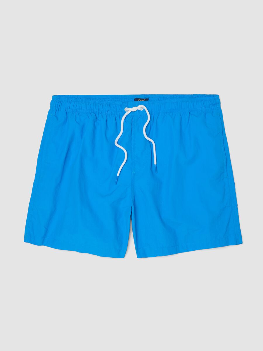 Blue swim shorts with elasticated waistband_4