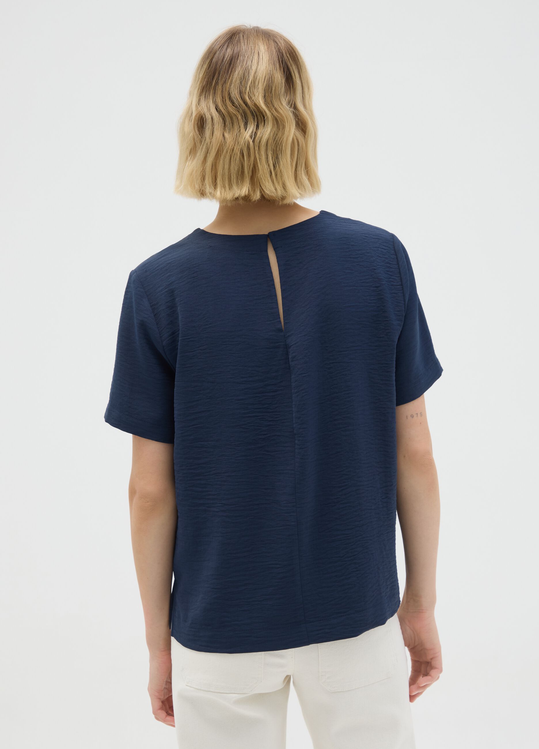 T-shirt da donna blu regular fit senza chiusura