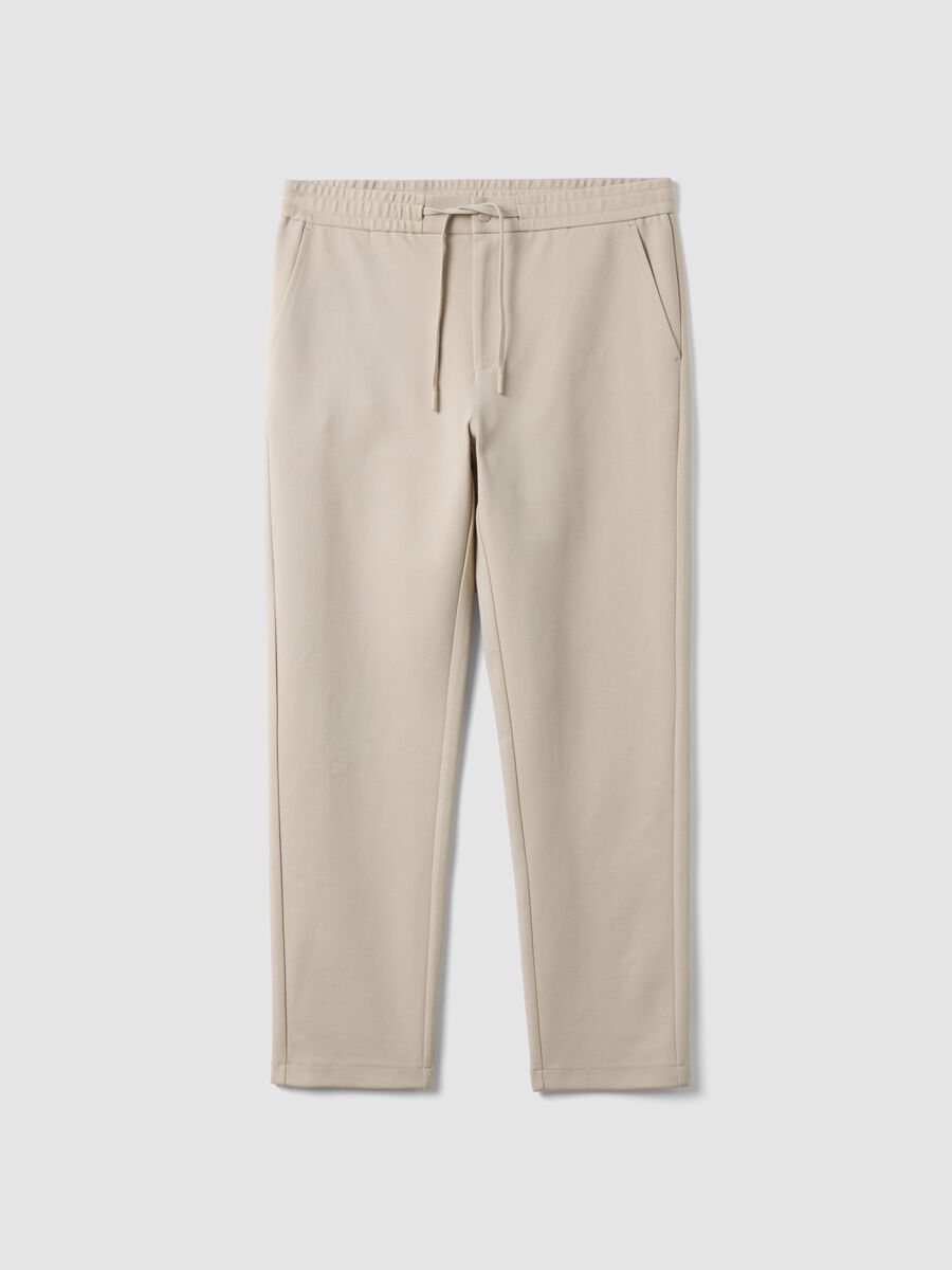Pantaloni beige in cotone elasticizzato regular fit_0