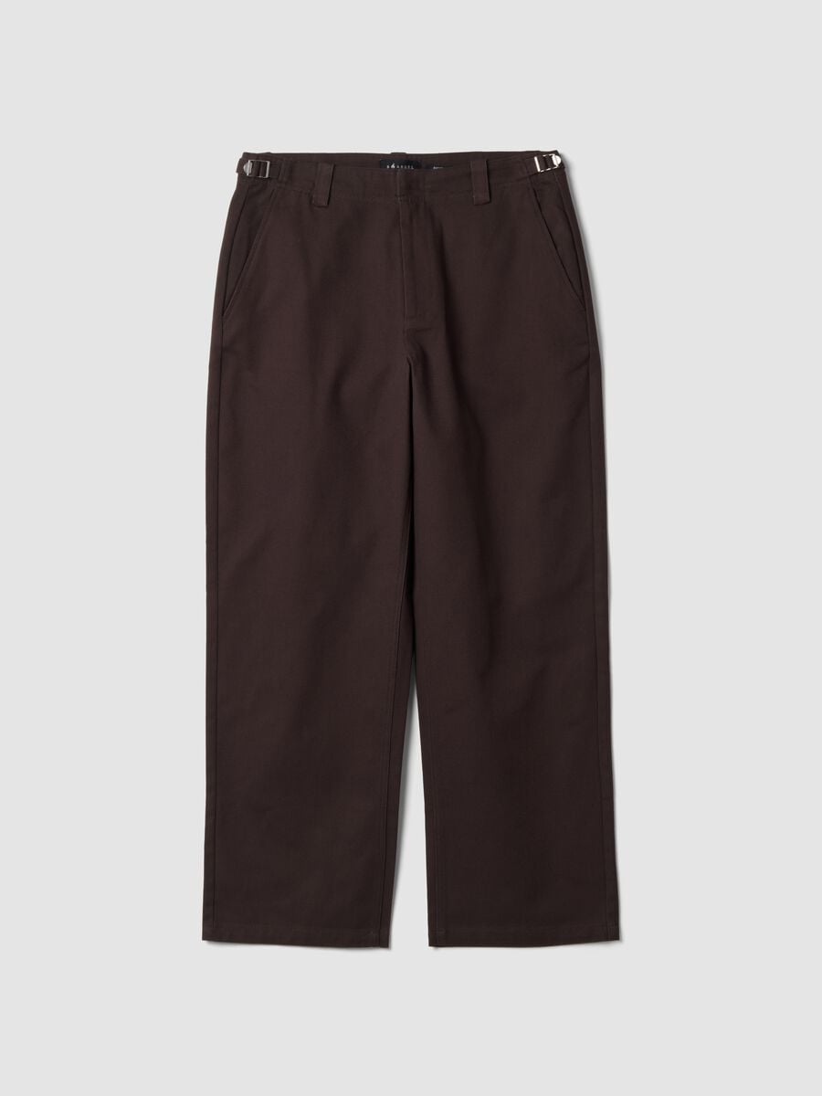 Pantaloni chino marroni in puro cotone baggy fit_0