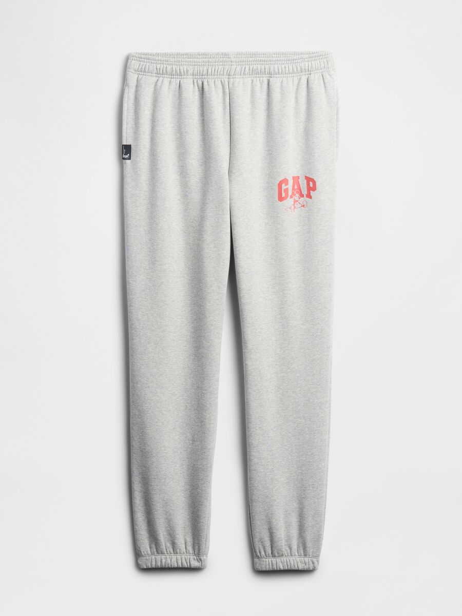 Pantaloni grigi jogger in misto tessuto_3