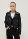 Girls' regular fit black biker jacket with zip_0