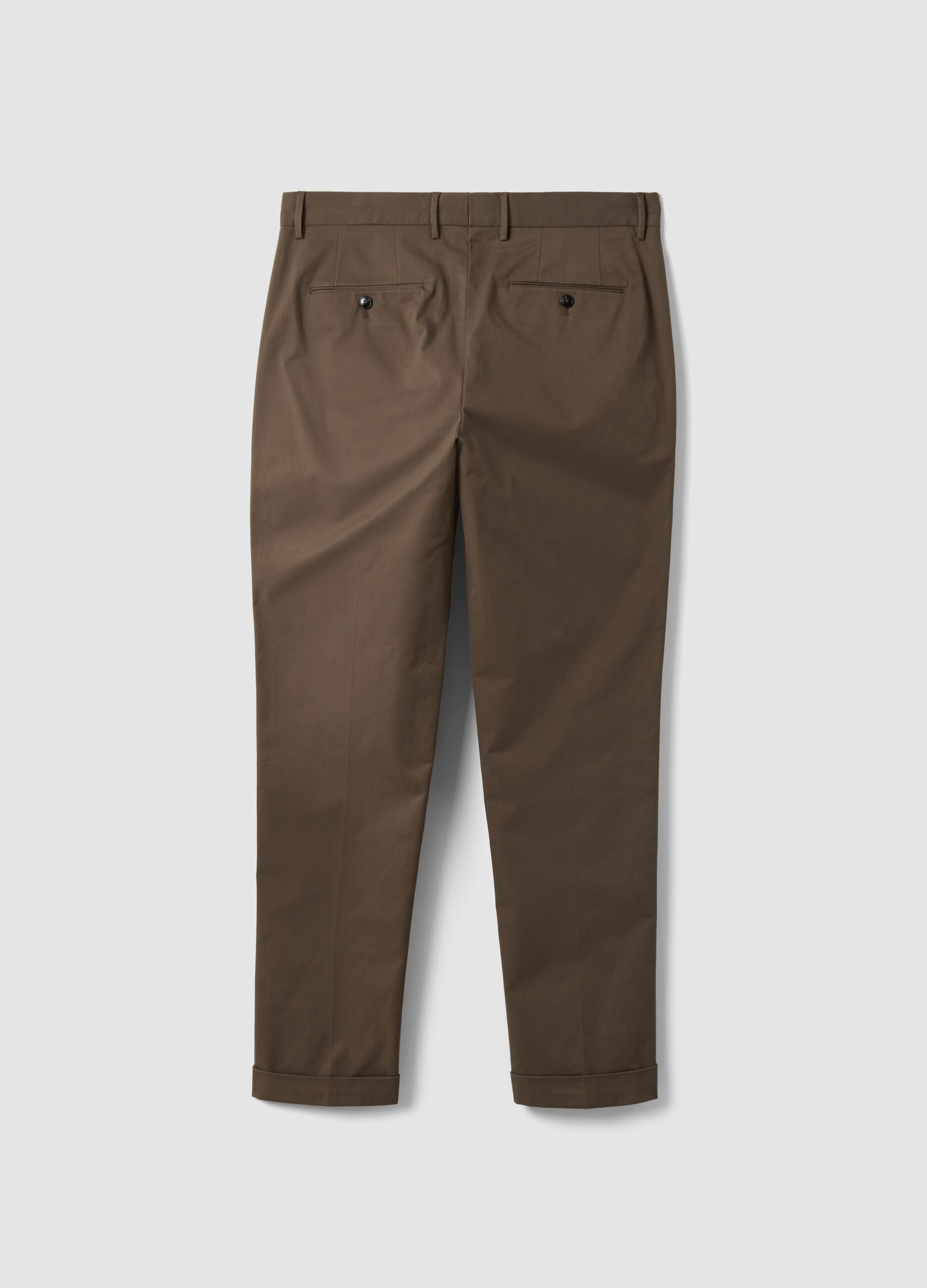 Pantaloni chino marroni in twill di cotone elasticizzato regular fit