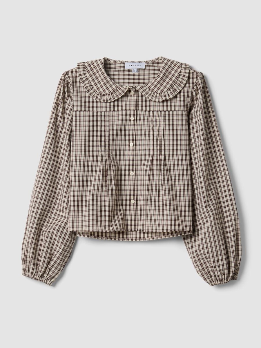 Brown checked cotton-blend poplin shirt_3