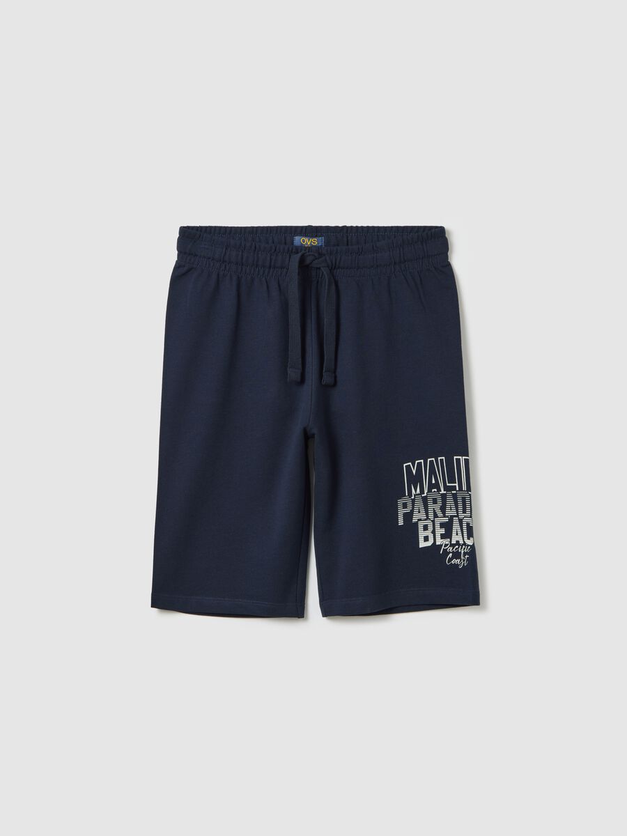 Blue shorts in 100% cotton_0