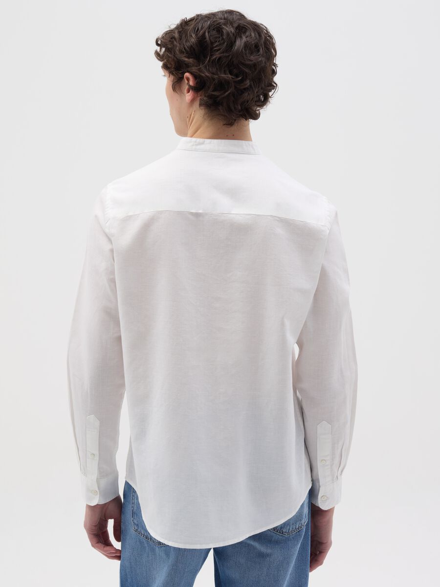 Cotton and linen shirt with Mandarin collar_3