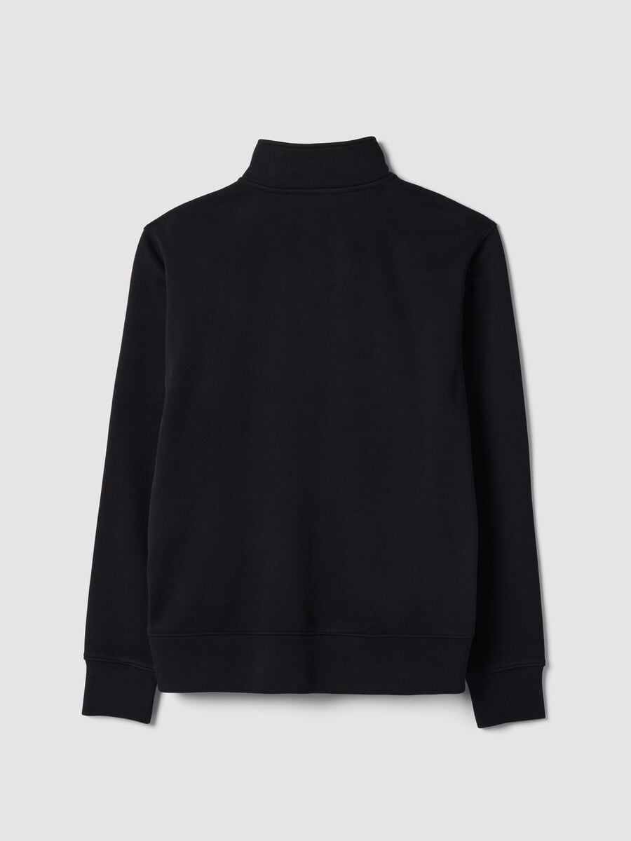 Black cotton-blend half-zip sweatshirt with crew neck_2