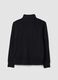 Black cotton-blend half-zip sweatshirt with crew neck_2
