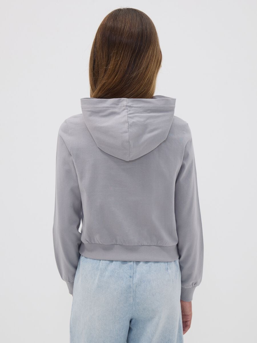 Grey pure cotton hoodie with Lilo & Stitch print for girls_2