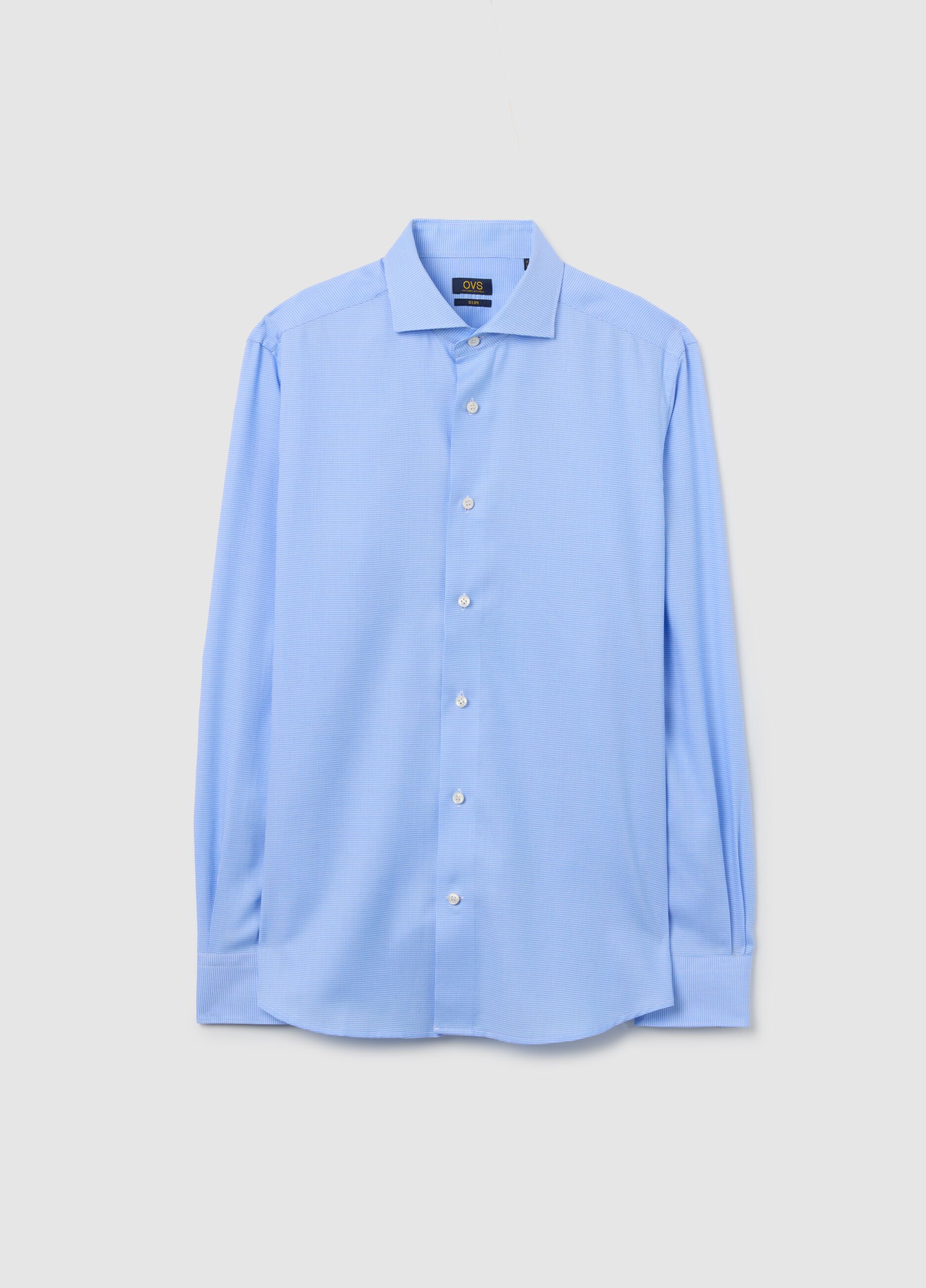 Blue slim-fit cotton shirt