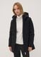 Black stretch-fabric parka with hood, regular fit_0