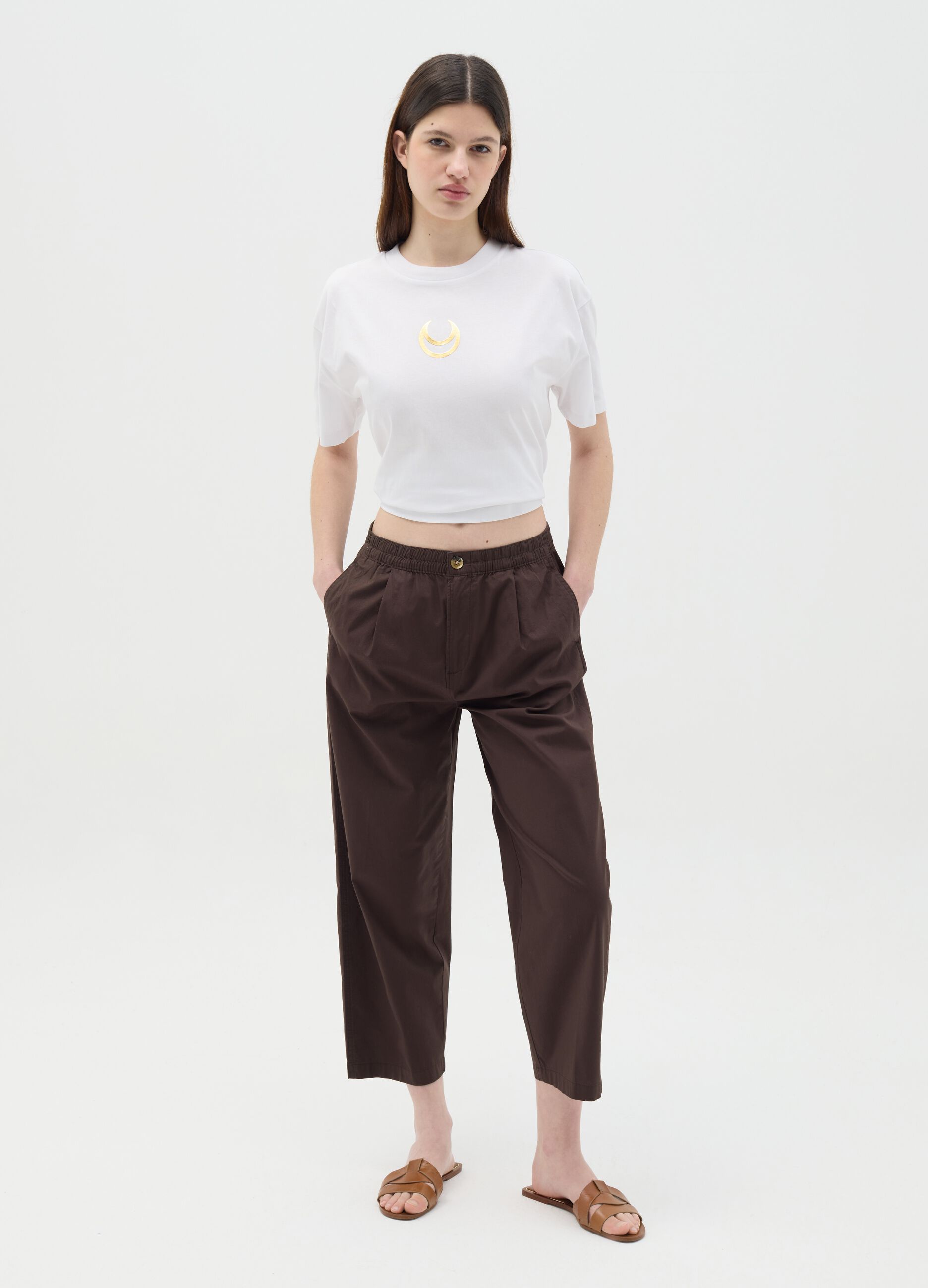 T-shirt bianca in cotone con stampa Sailor Moon