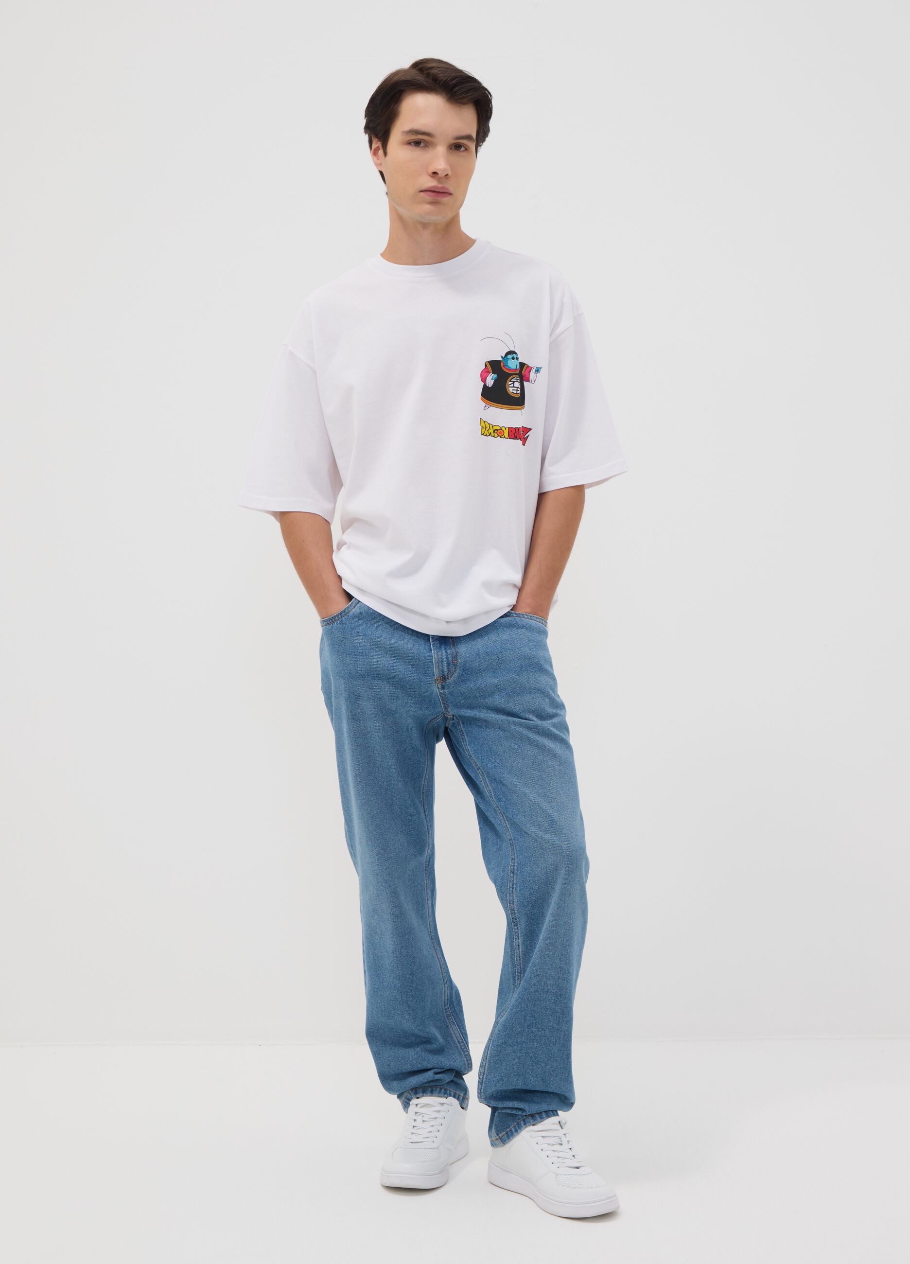 White 100% cotton T-shirt with Dragon Ball Z graphic print