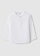 Camicia in puro cotone bianca da bimbo regular fit con collo coreano_0
