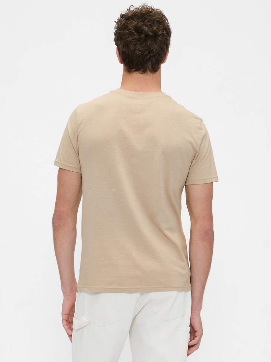 Beige Cotton Short Sleeve T-shirt_1