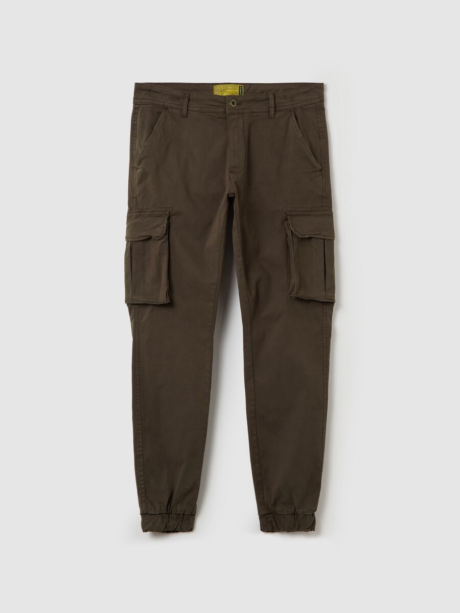 Pantalone cargo cuff-hem in cotone stretch_4