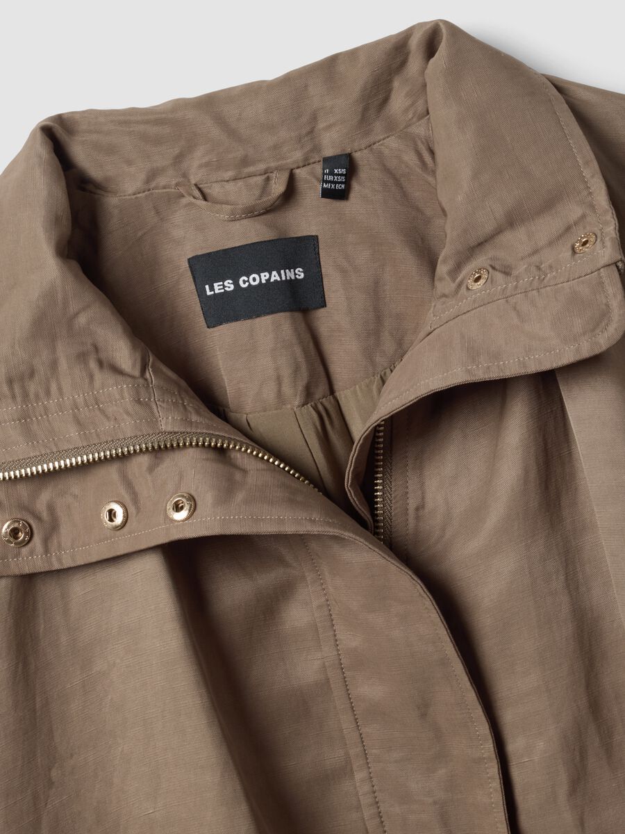 Brown regular-fit jacket in viscose and linen blend_5