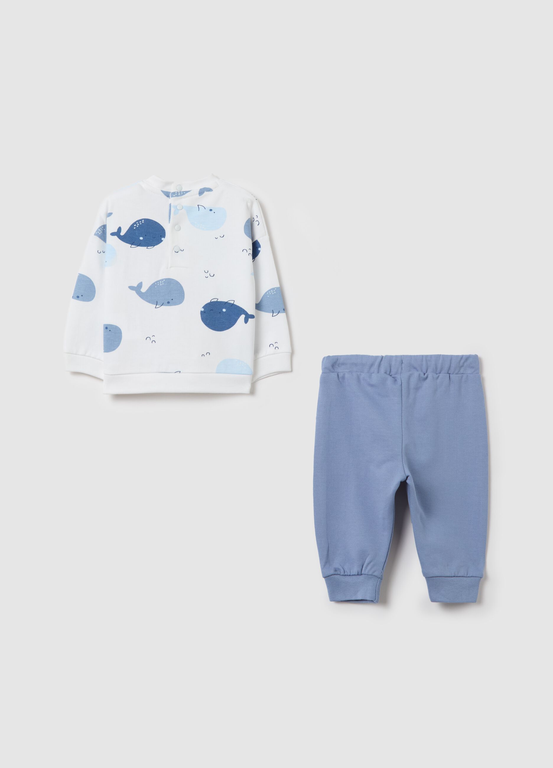 Cotton jogging set with cetaceans print