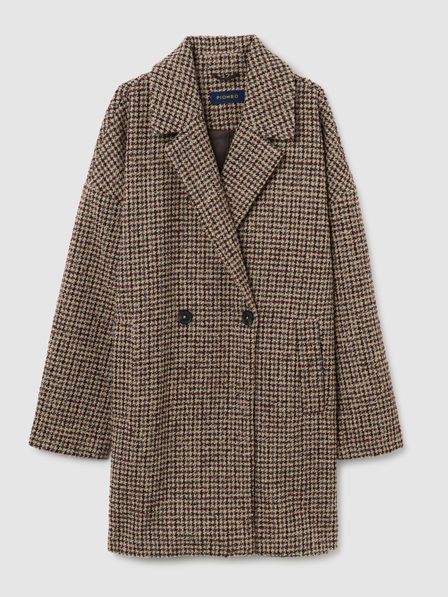 Cappotto multicolor a quadri in misto lana vestibilità oversize_0