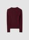 Cardigan fitted rosso a coste in misto viscosa con colletto polo_5