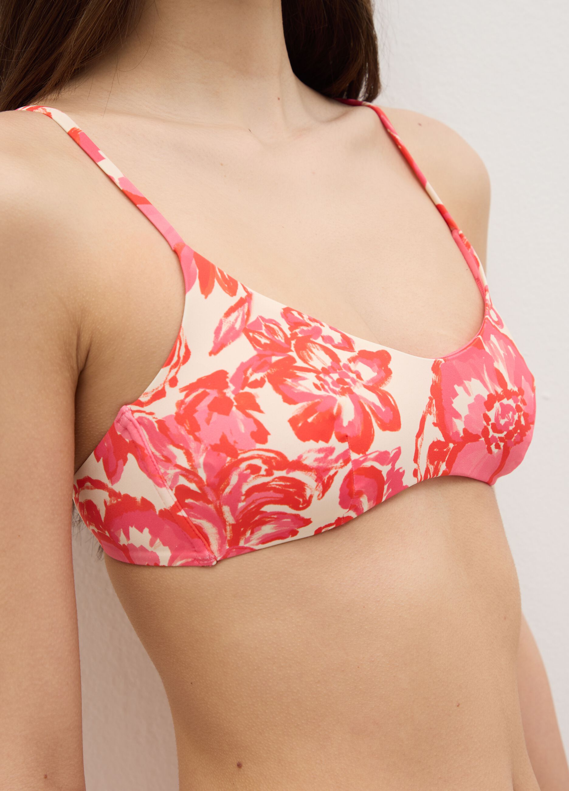 Bralette bikini da donna con fantasia a fiori