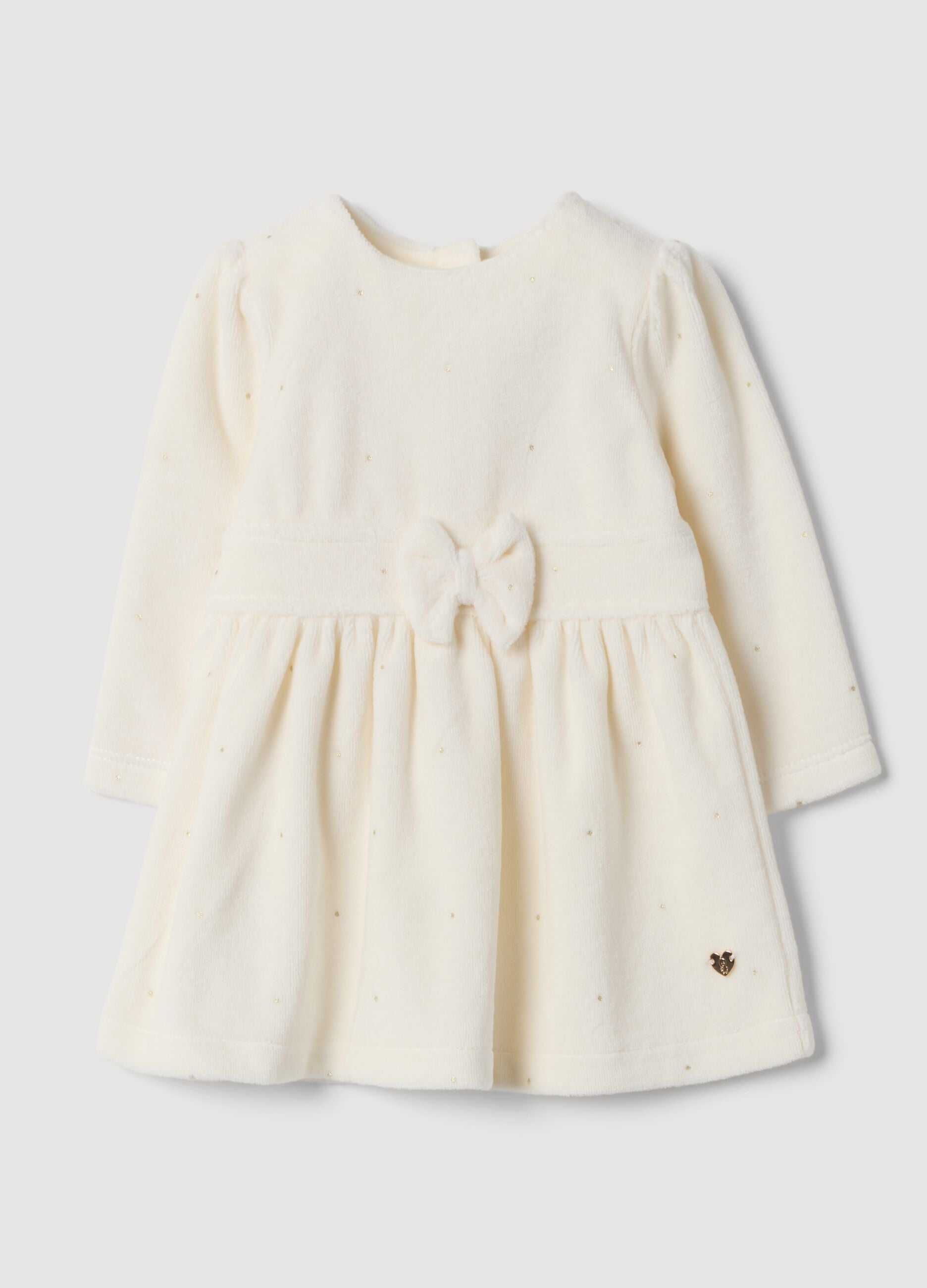 White crew-neck dress in organic cotton blend