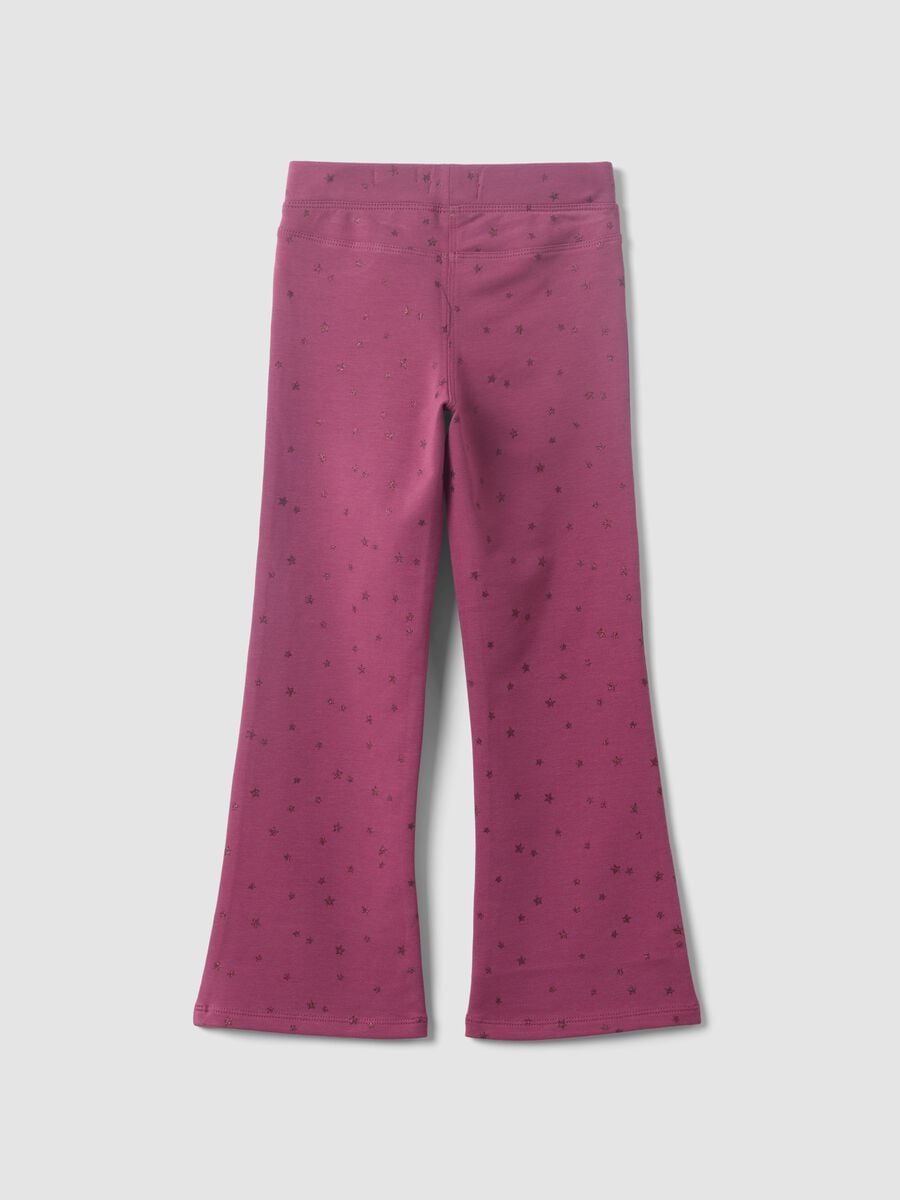 Girls&rsquo; purple flared stretch-cotton trousers with star print_1