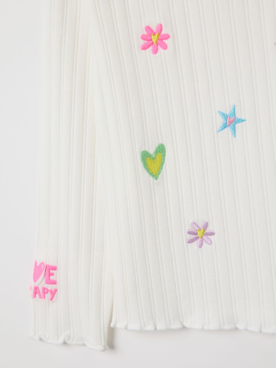 Girls' White Regular Fit Stretch Cotton Blend T-shirt_3