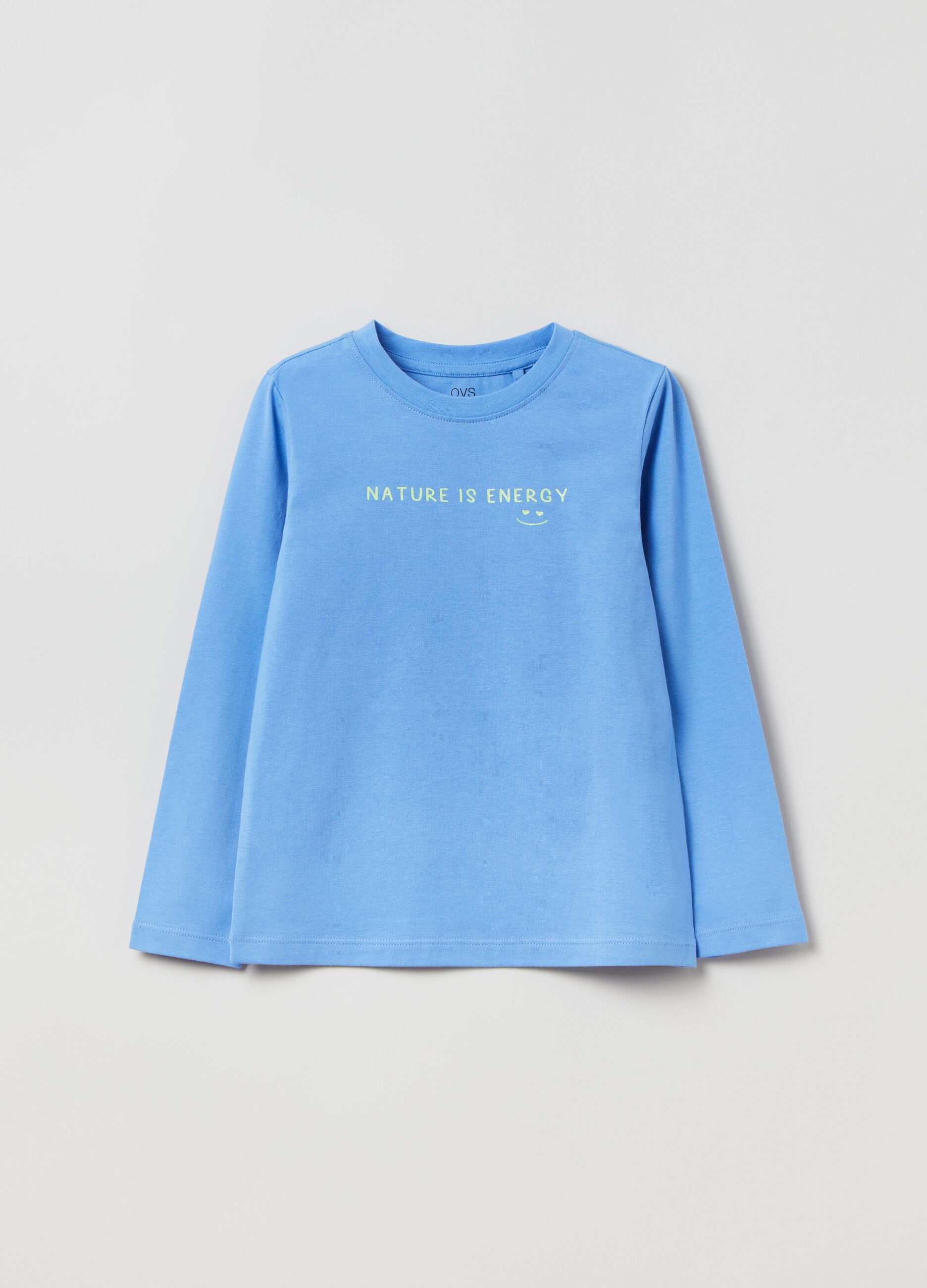 T-shirt with lettering print and long sleeves