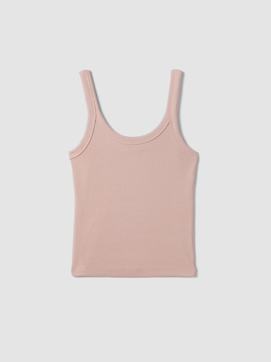 Pink fitted stretch cotton vest top_4
