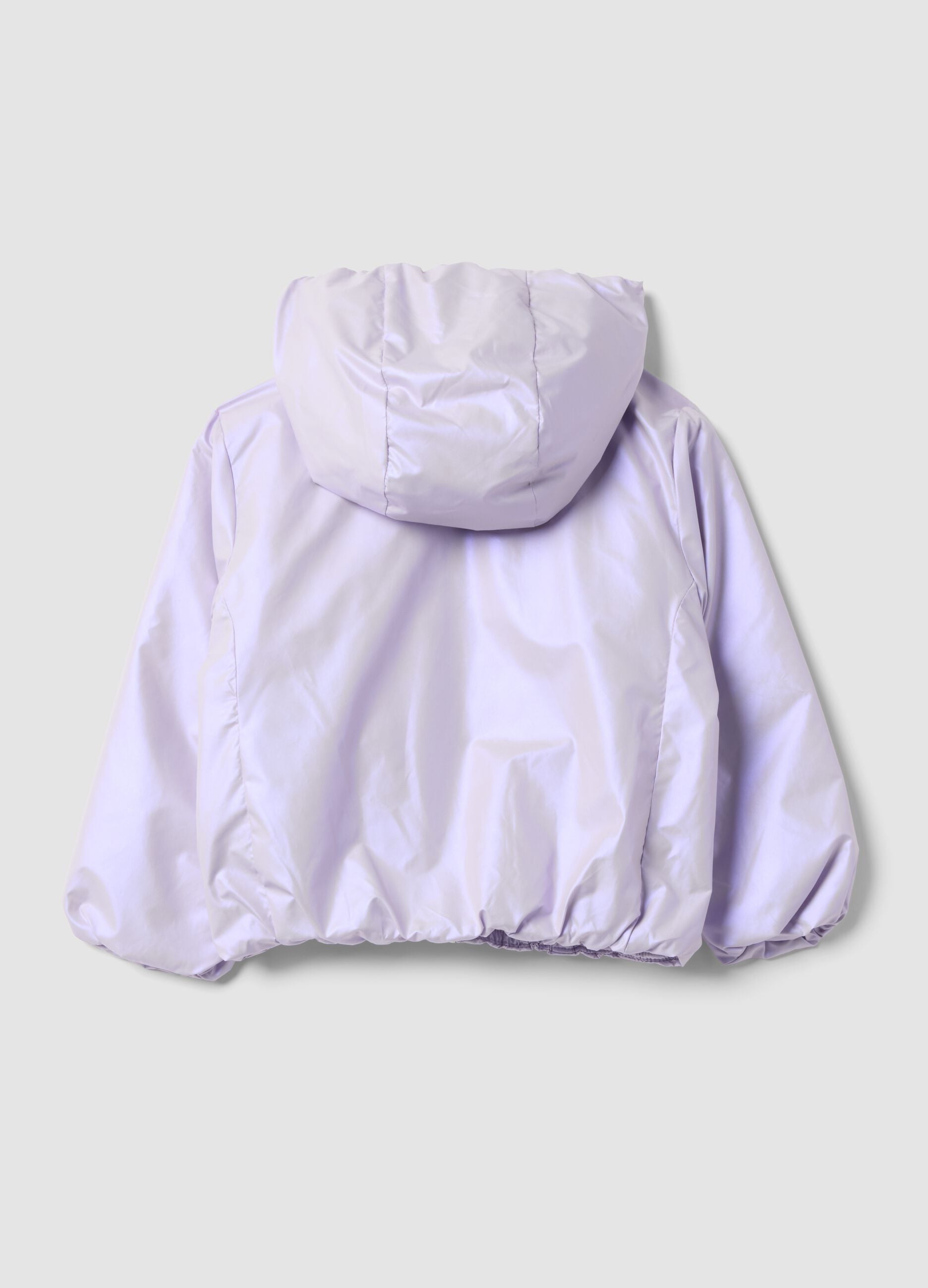 Purple padded hooded jacket with zip, regular fit for baby girl