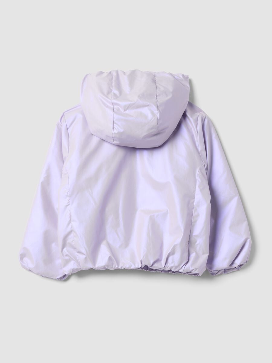 Giacca imbottita viola con cappuccio e zip regular fit per bimba_1