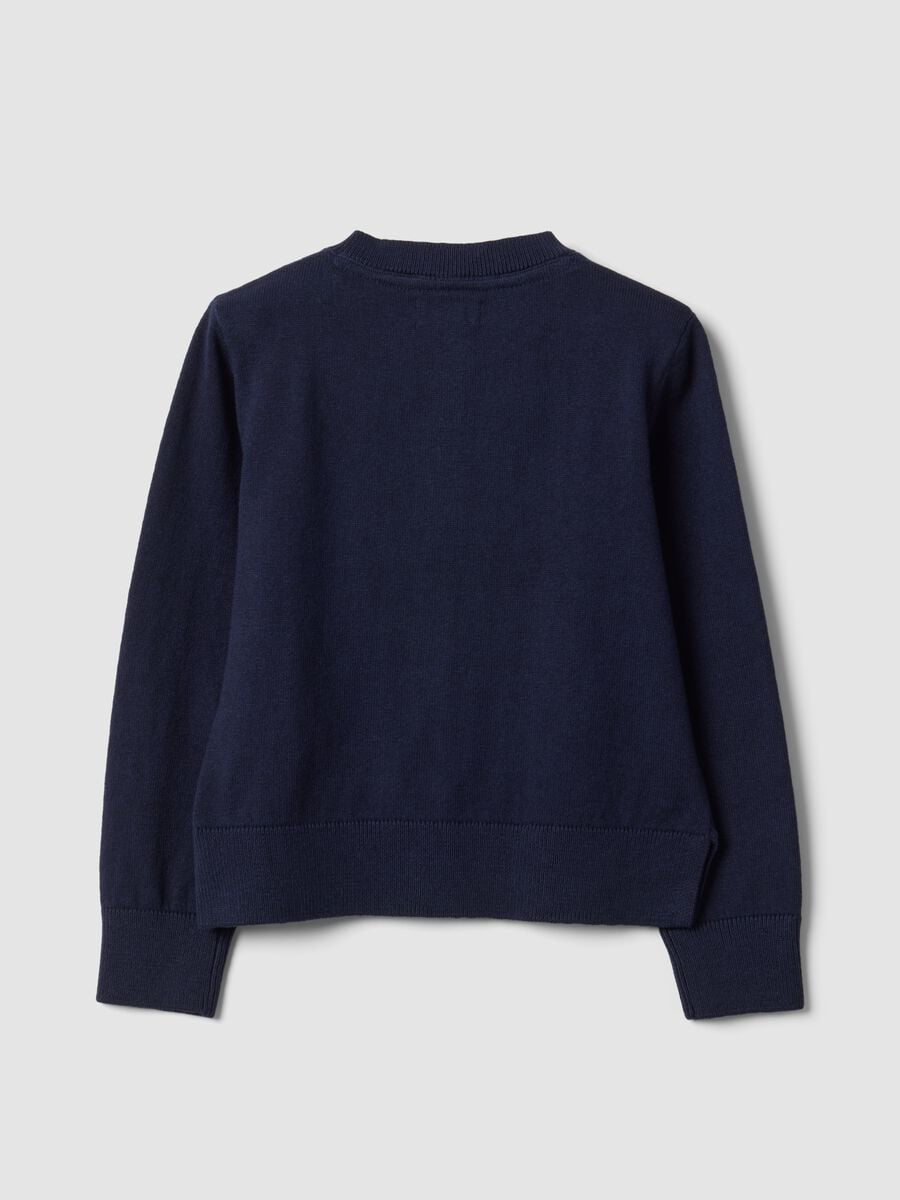 Cardigan blu in misto cotone a girocollo regular fit per bambina_1