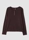 Brown ribbed stretch viscose pyjama top_0