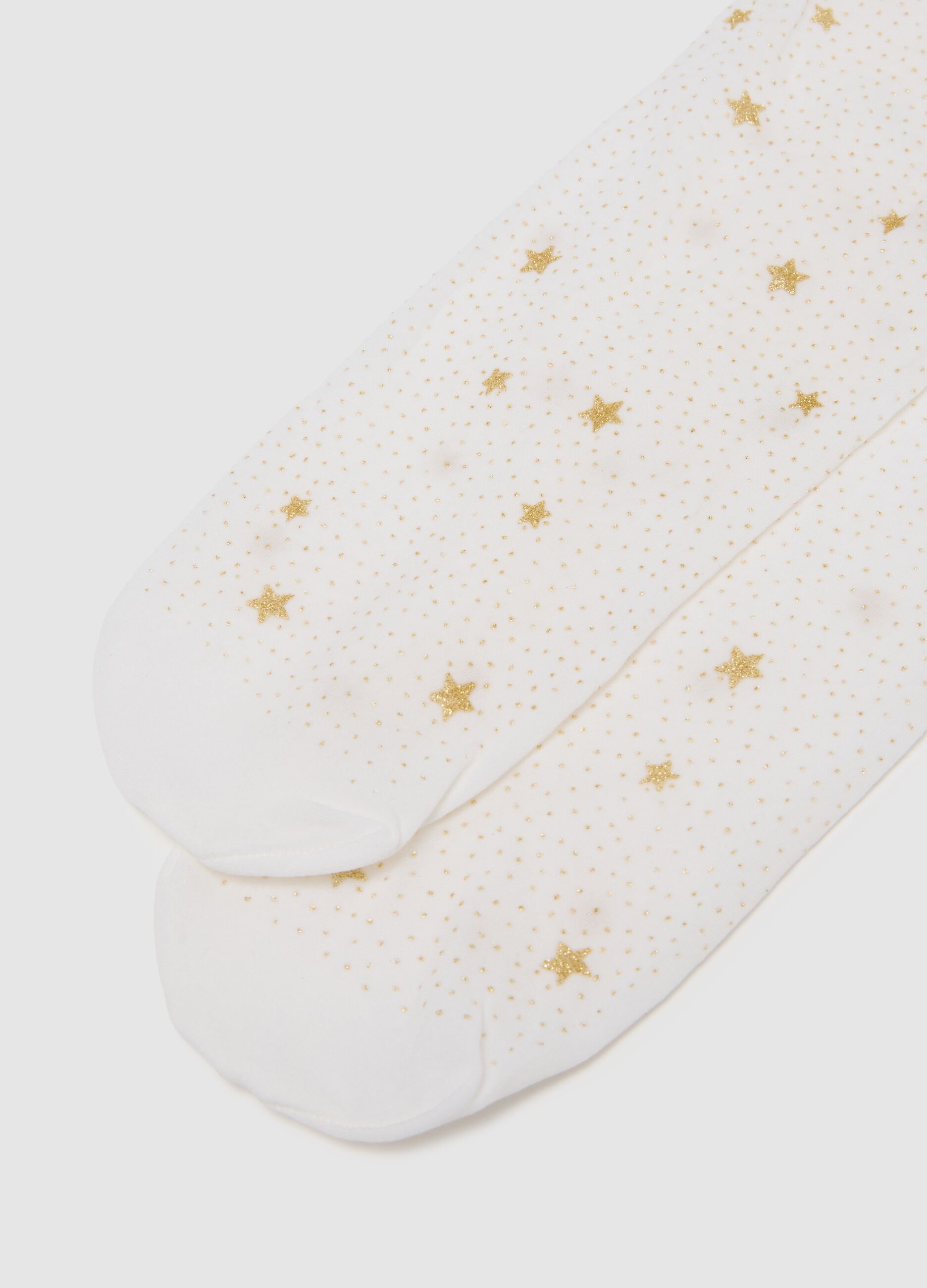 White tights with golden stars