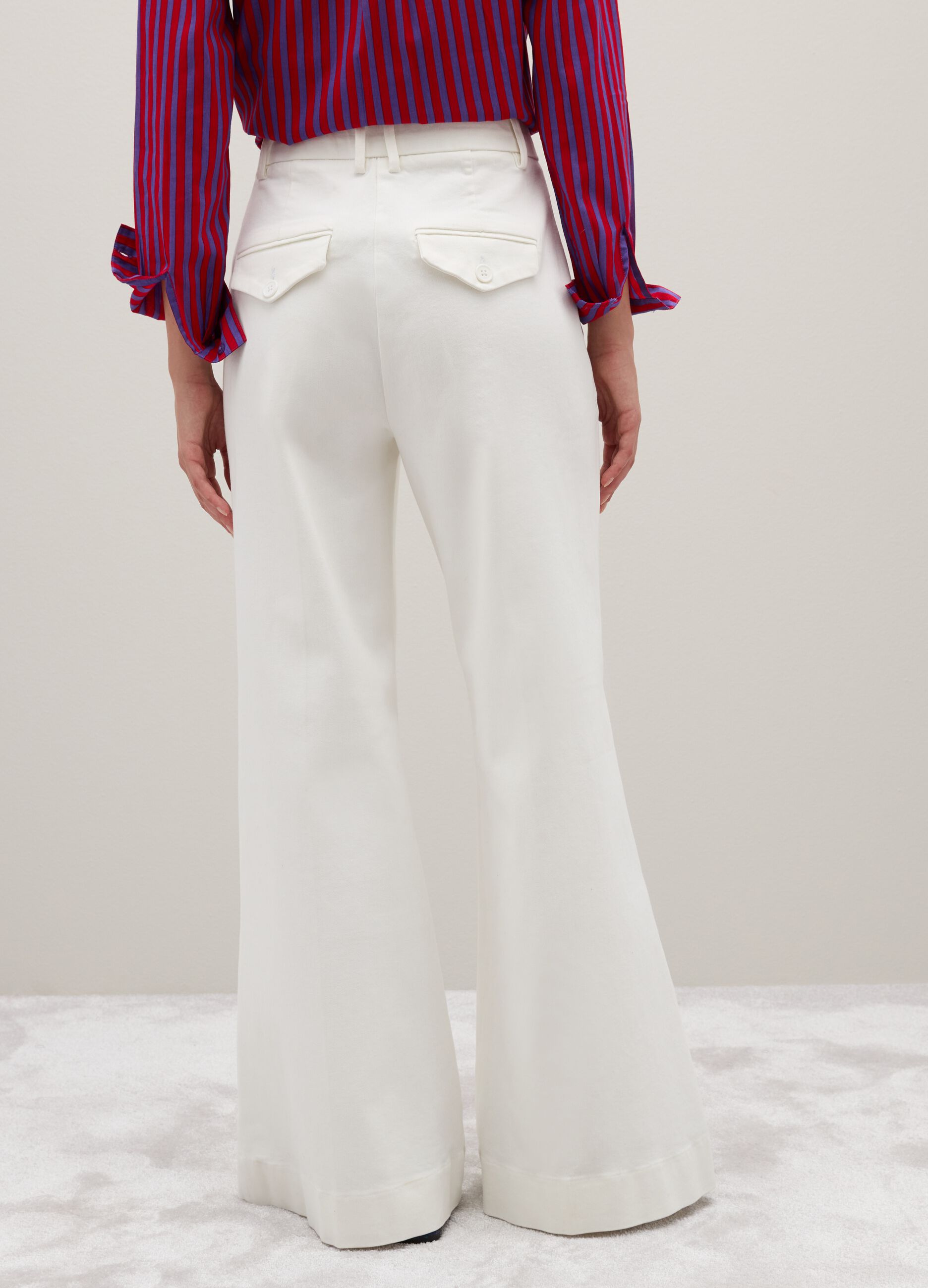 Wide-Leg White Denim Jeans in Cotton Blend 