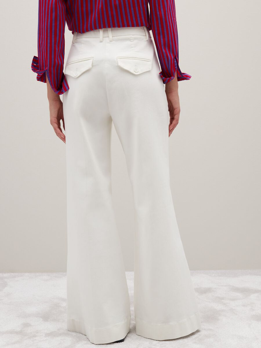 Jeans bianco a gamba larga denim in misto cotone _2