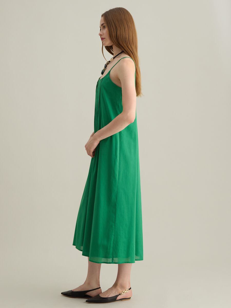 Women's long green pure cotton dress, regular fit_2