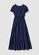 Long blue pure-viscose dress with wrap V-neck, regular fit_0