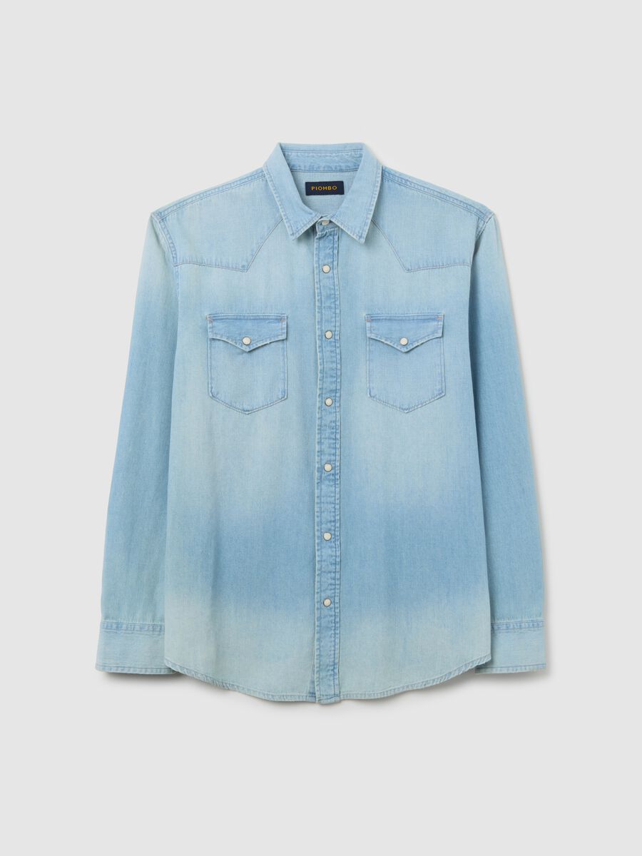 Camicia in puro cotone azzurra regular fit_5