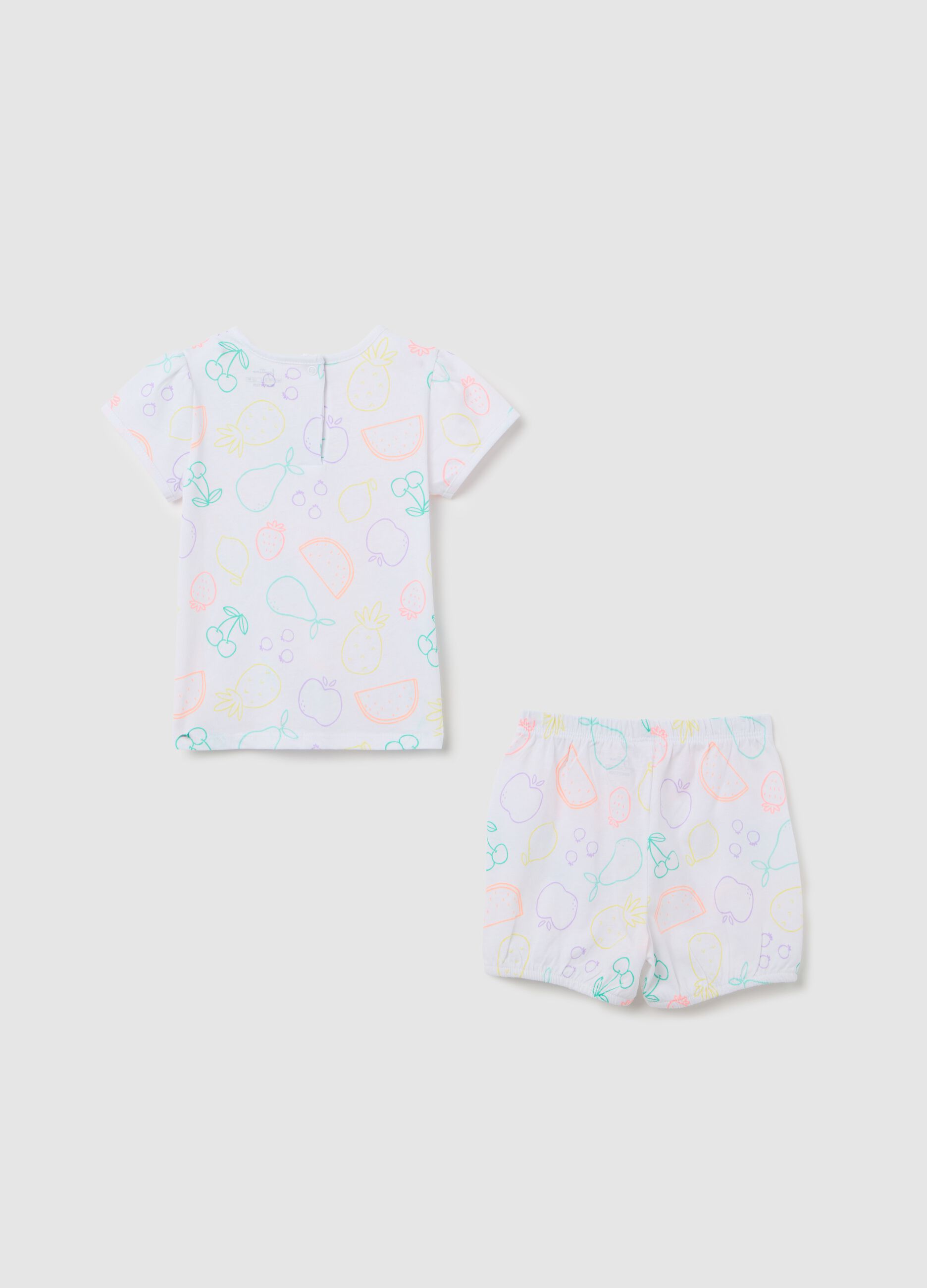 Short children's pyjamas in pure cotton with colourful fruit
