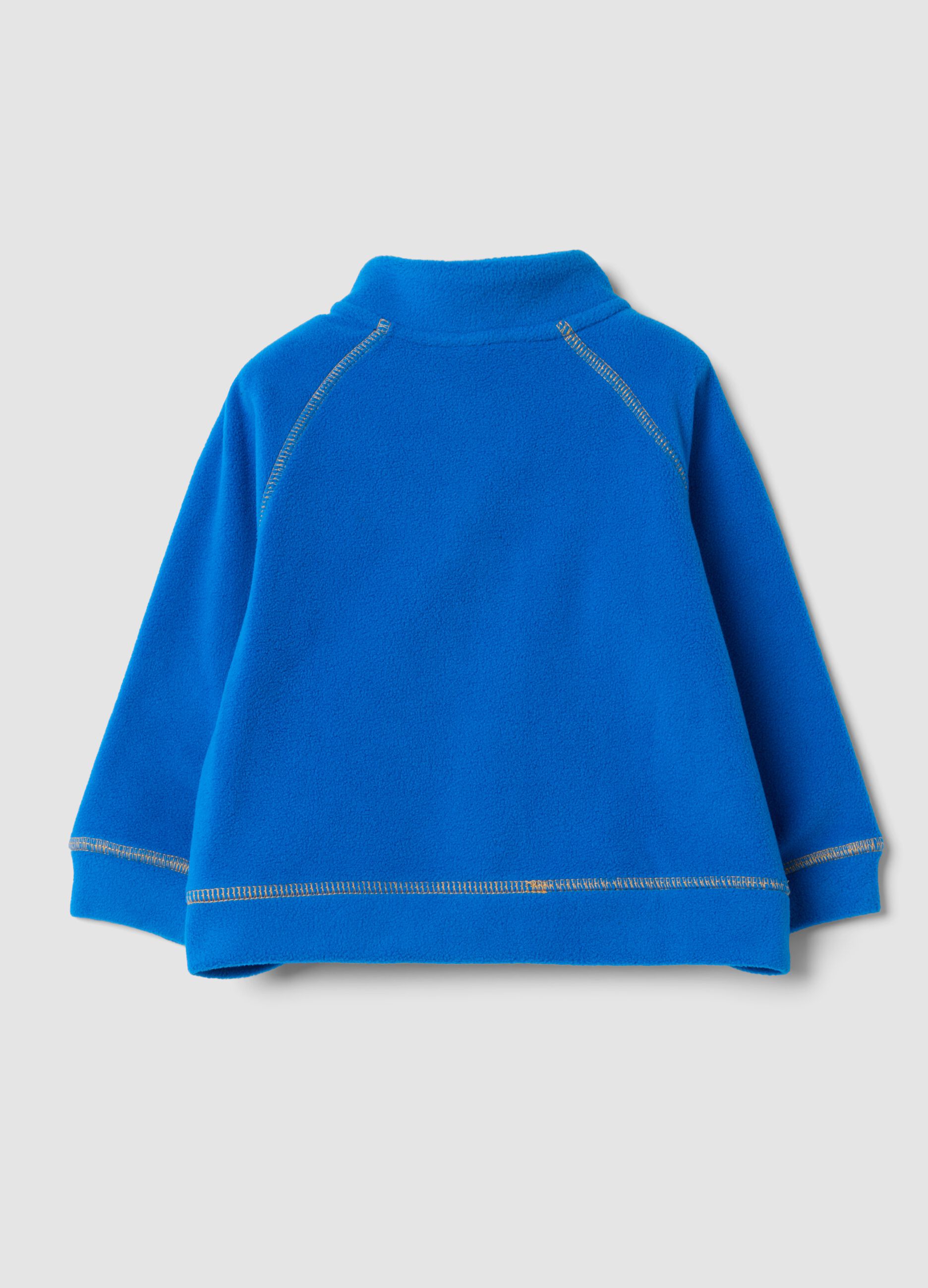 Felpa azzurra con girocollo e zip in pile regular fit