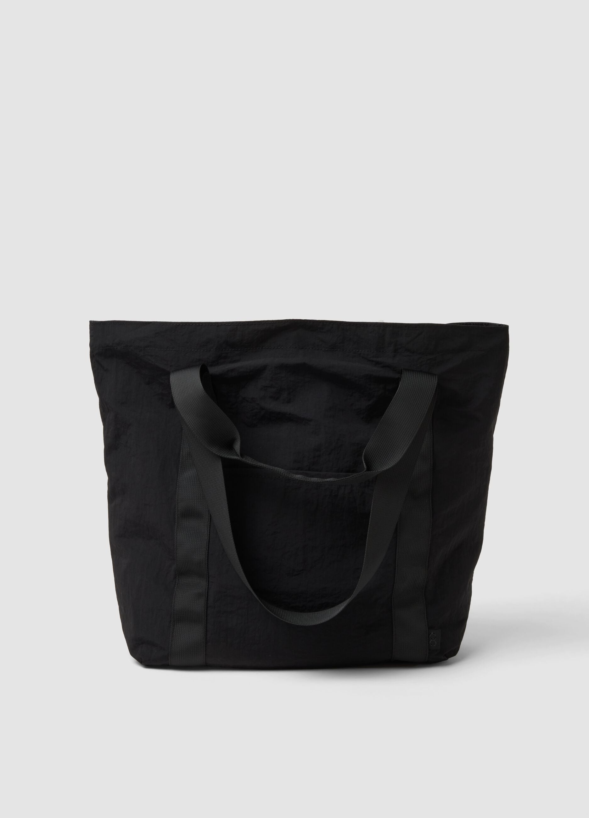 Black foldable shopper bag with double handles