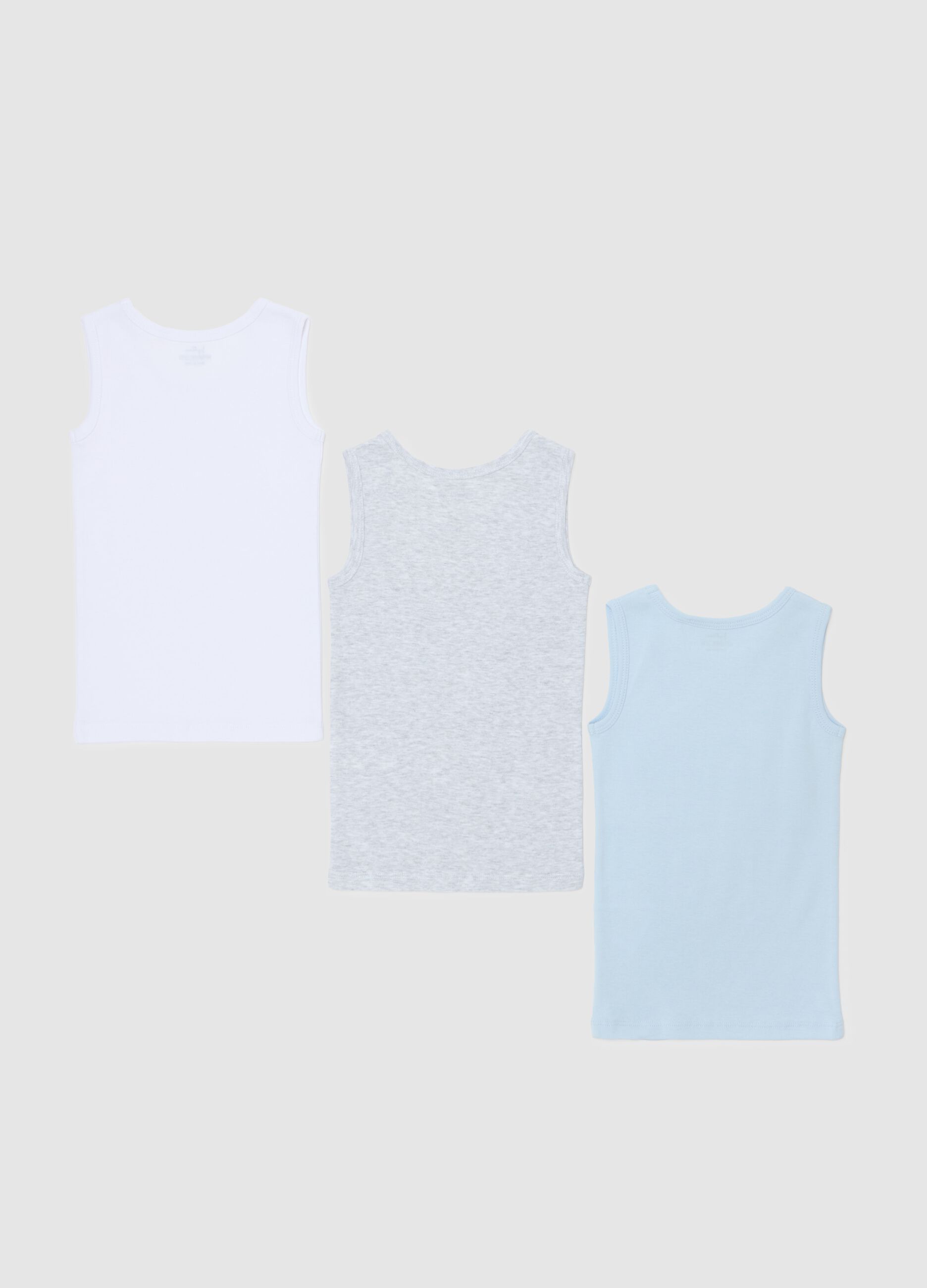Infant's cotton sleeveless vest tripack in multicolour regular fit