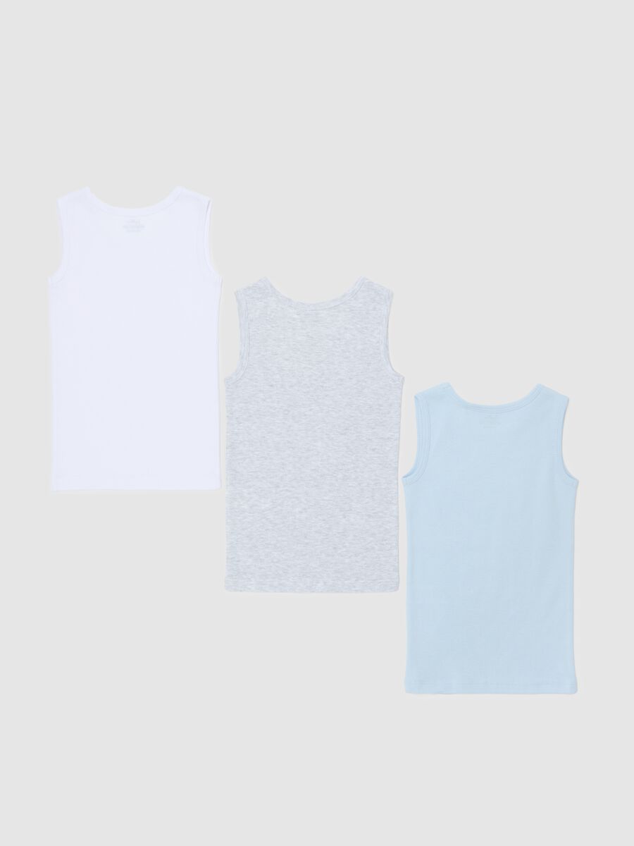 Infant's cotton sleeveless vest tripack in multicolour regular fit_1