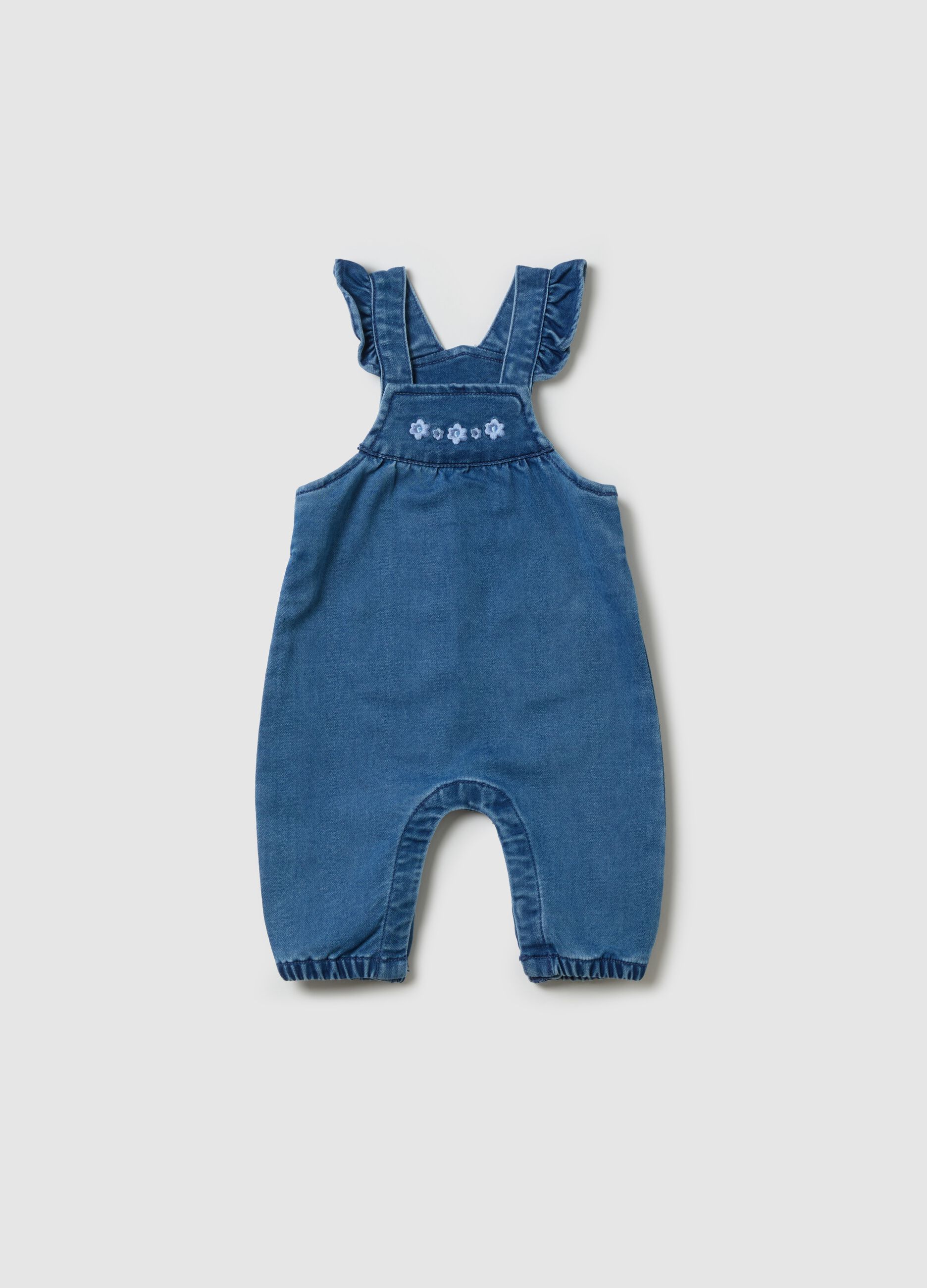 Denim dungarees with frills