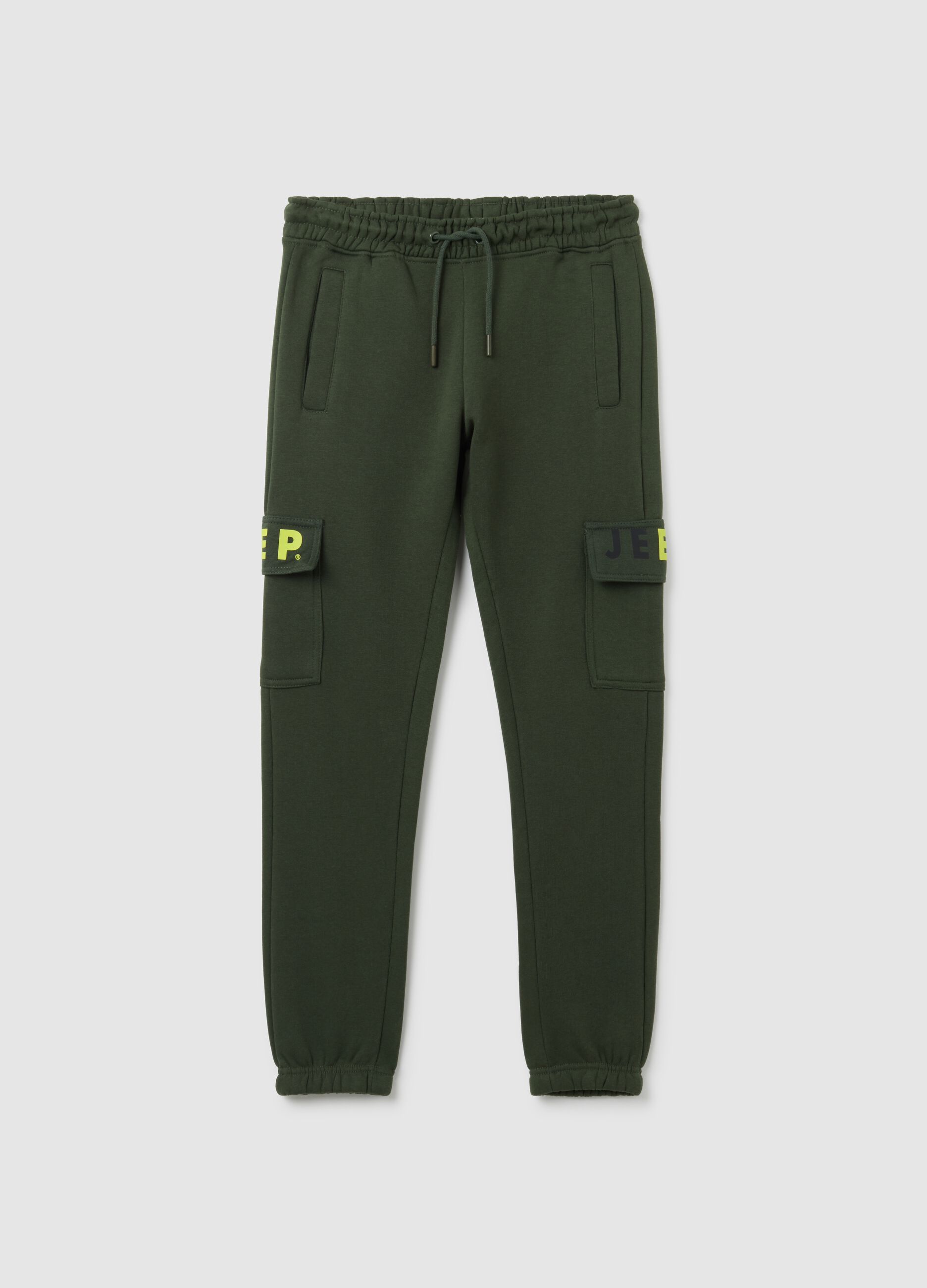 Children's green cotton blend trousers regular fit