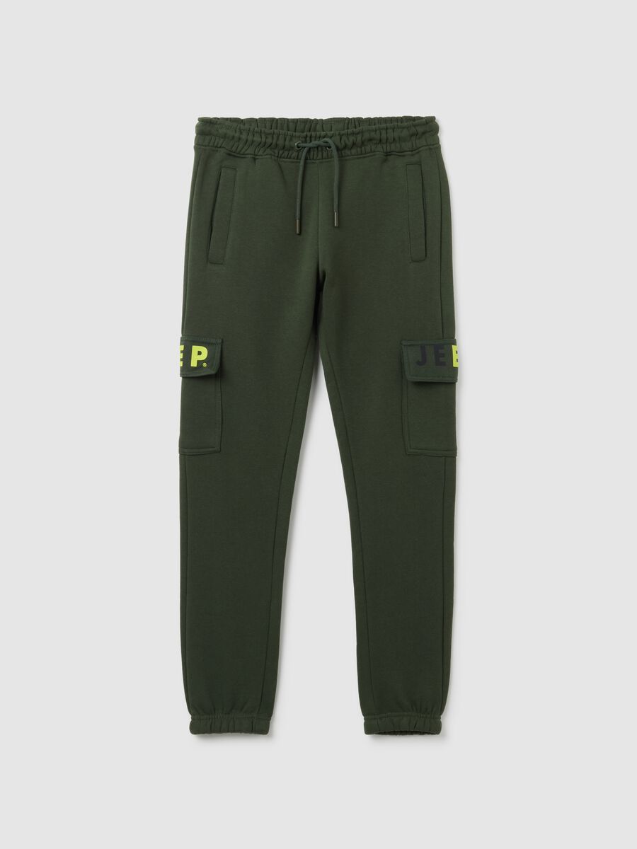 Children's green cotton blend trousers regular fit_0